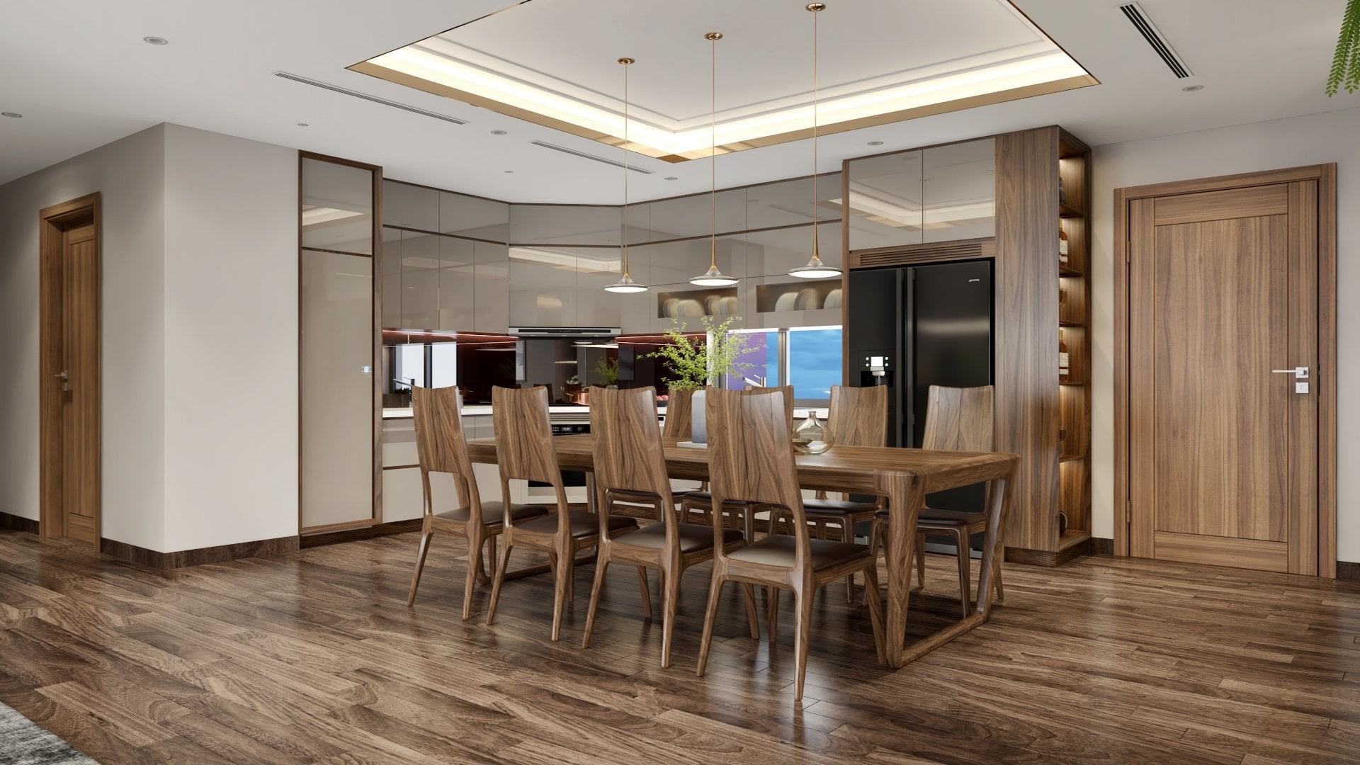 Bàn Ăn Gỗ Óc Chó 8 Ghế