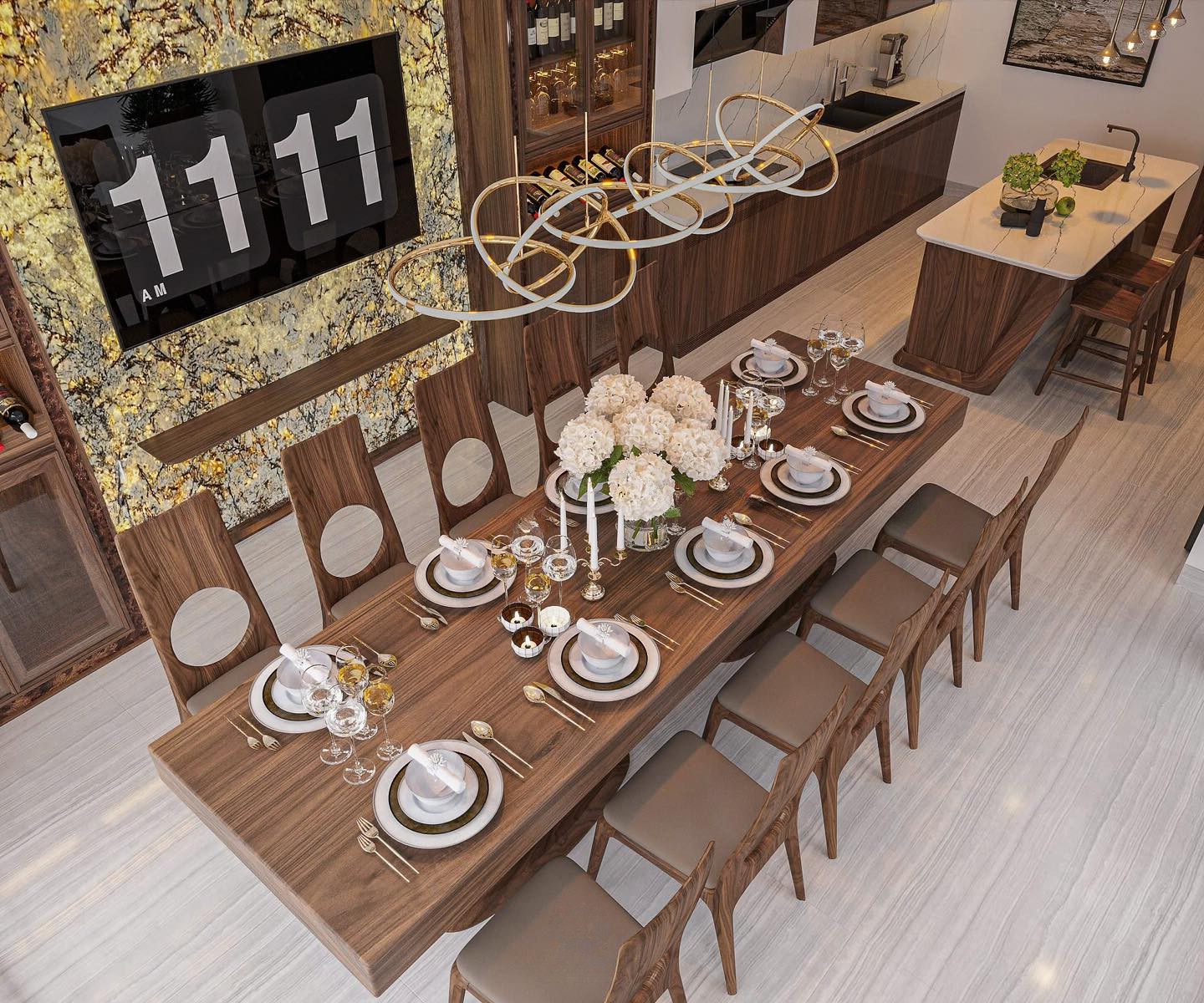 Bàn Ăn Gỗ Óc Chó Nguyên Tấm