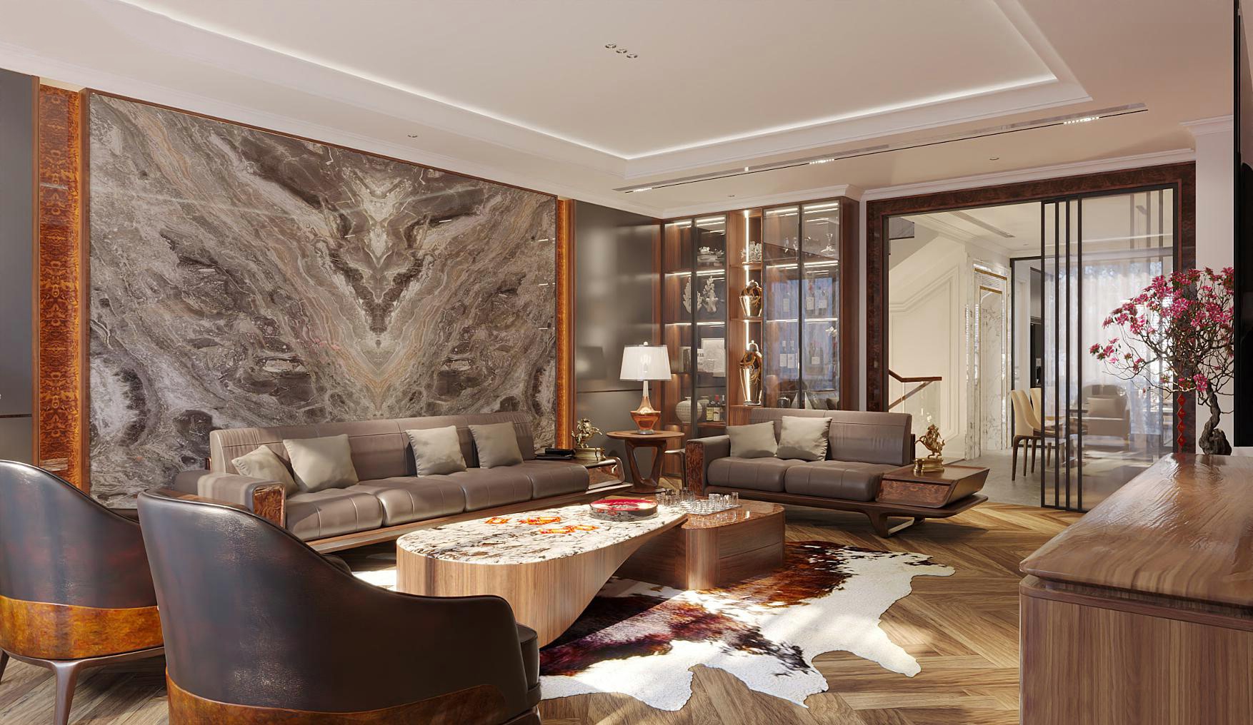 bàn ghế gỗ óc chó cao cấp sofa văng bàn trà đôi mặt đá kính
