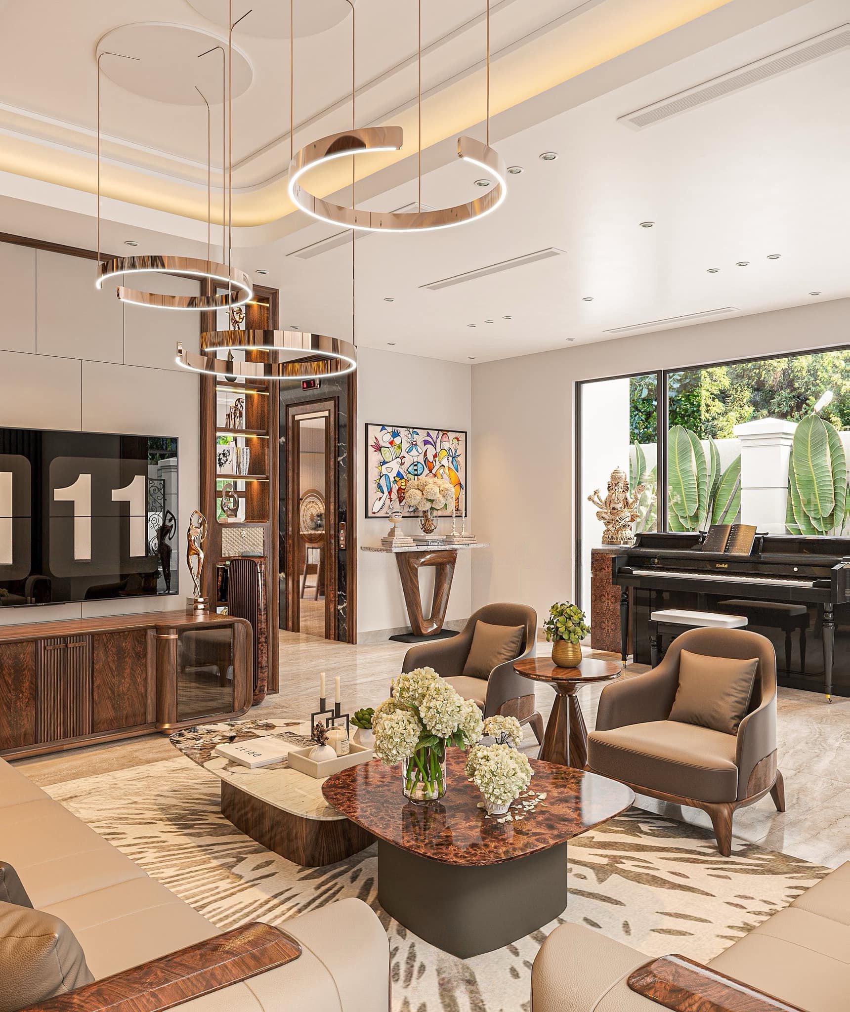 Bàn trà gỗ óc chó hiện đại đơn giản thiết kế bàn đôi