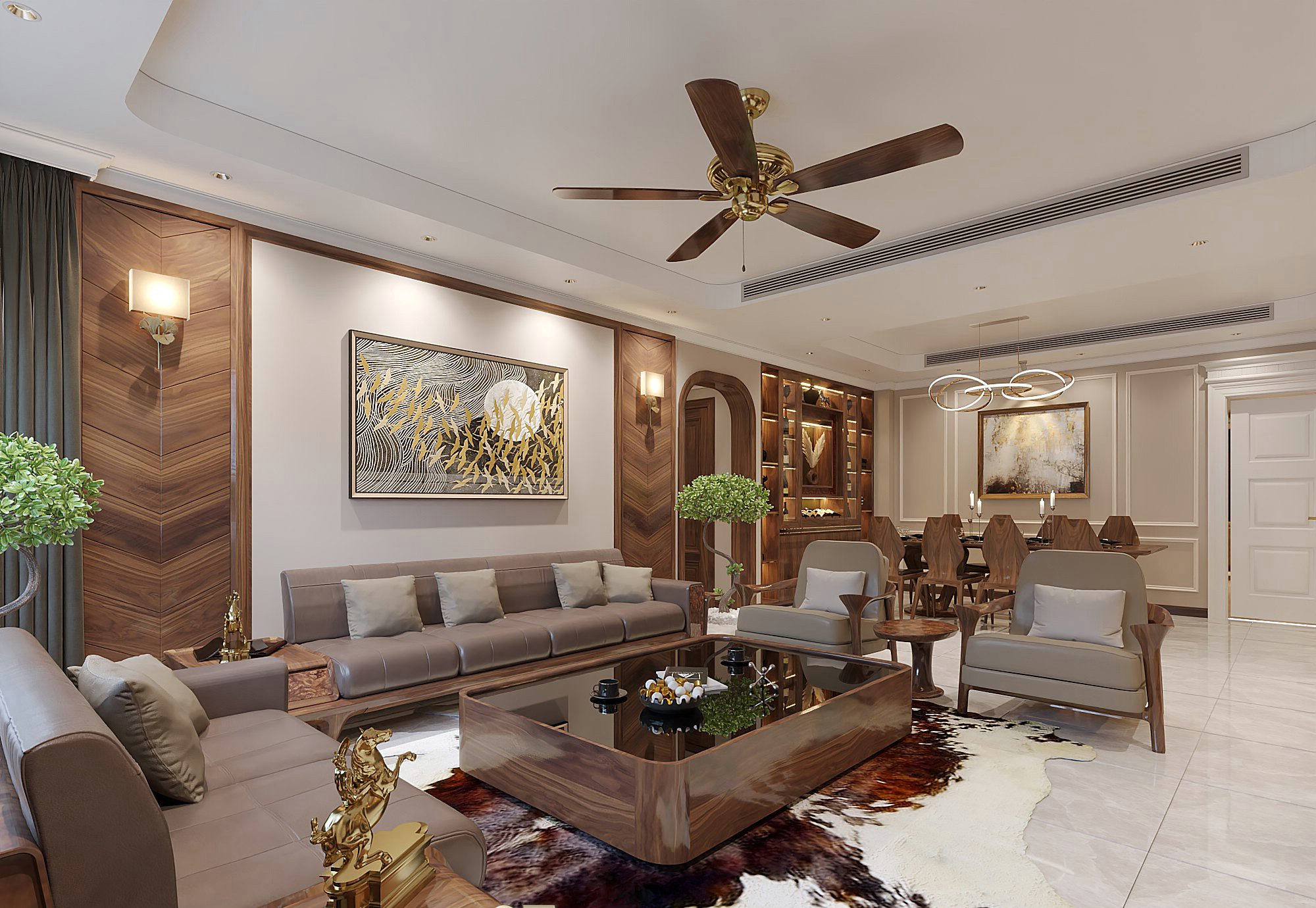 Bàn Trà Sofa Gỗ Óc Chó với thiết kế sang trọng và hiện đại.