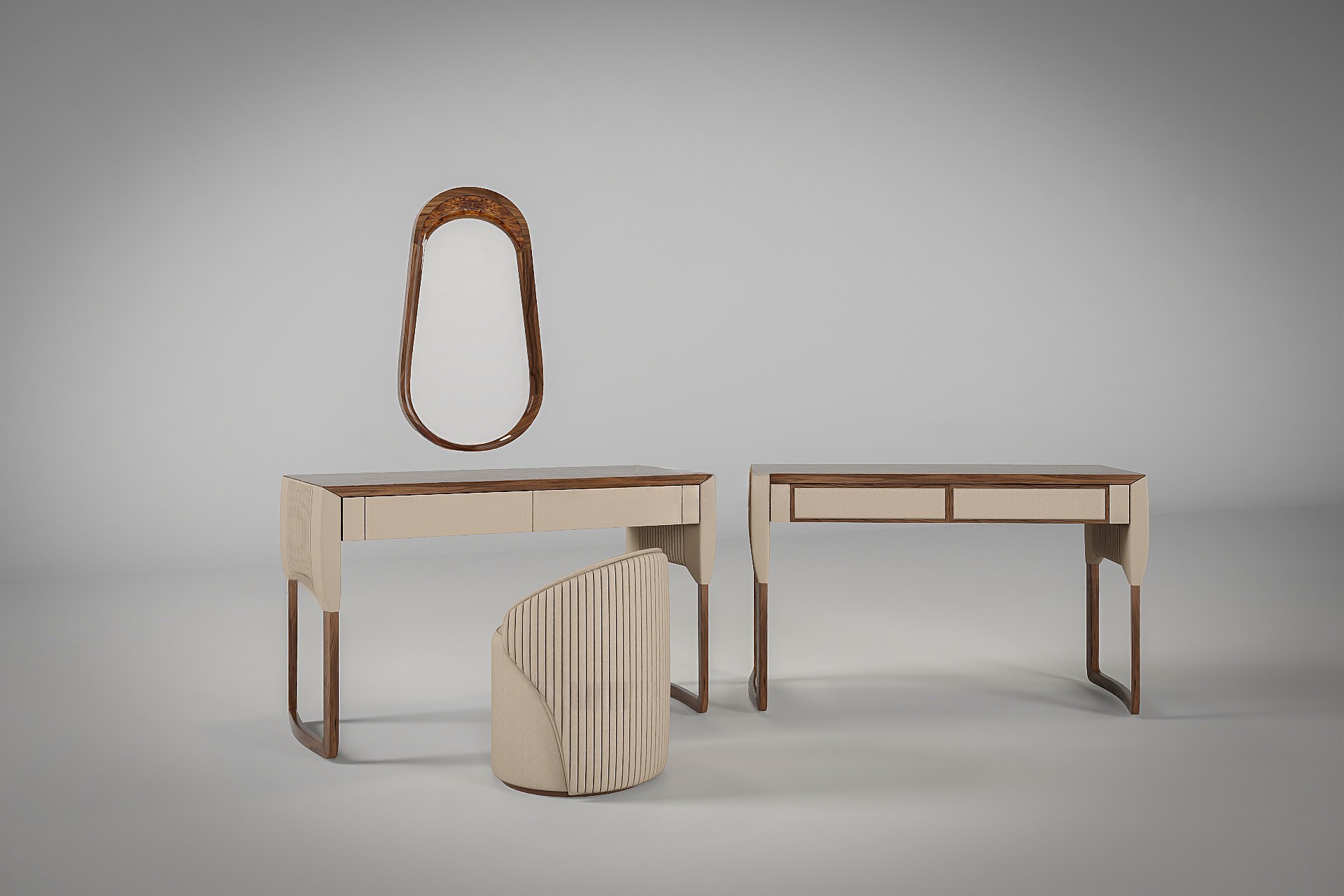 Bàn trang điểm gỗ óc chó hiện đại phòng ngủ