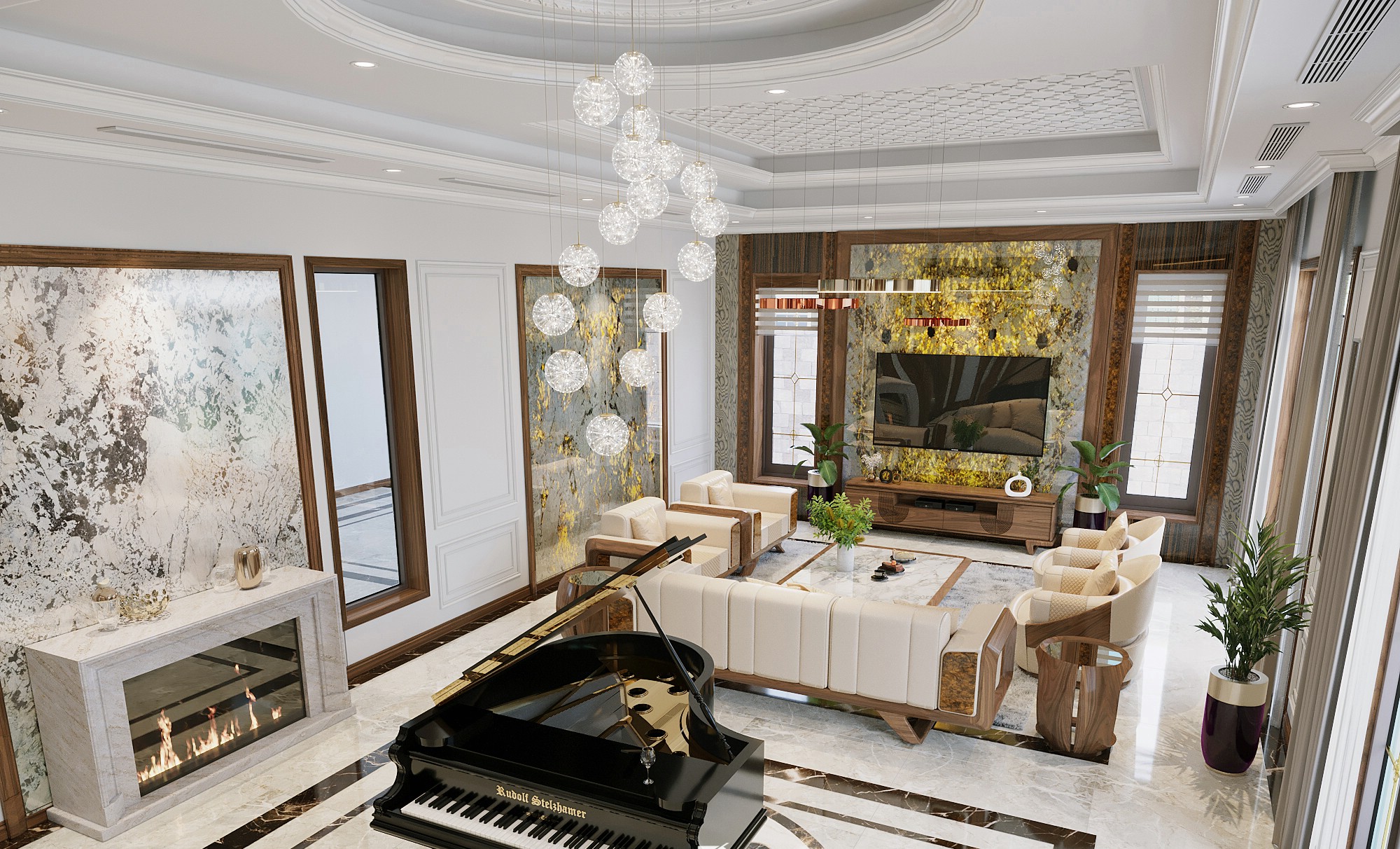 bảng giá nội thất gỗ óc chó với sofa và kệ tivi