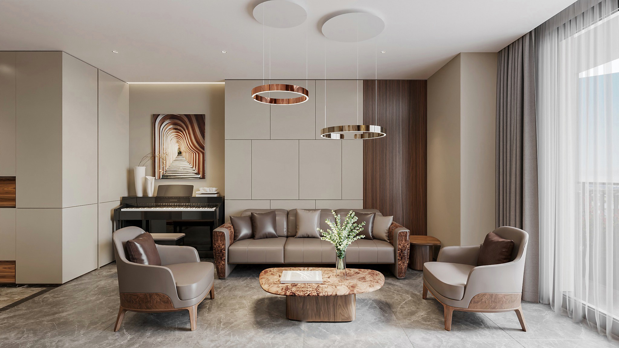 báo giá sofa gỗ óc chó chữ U hiện đại