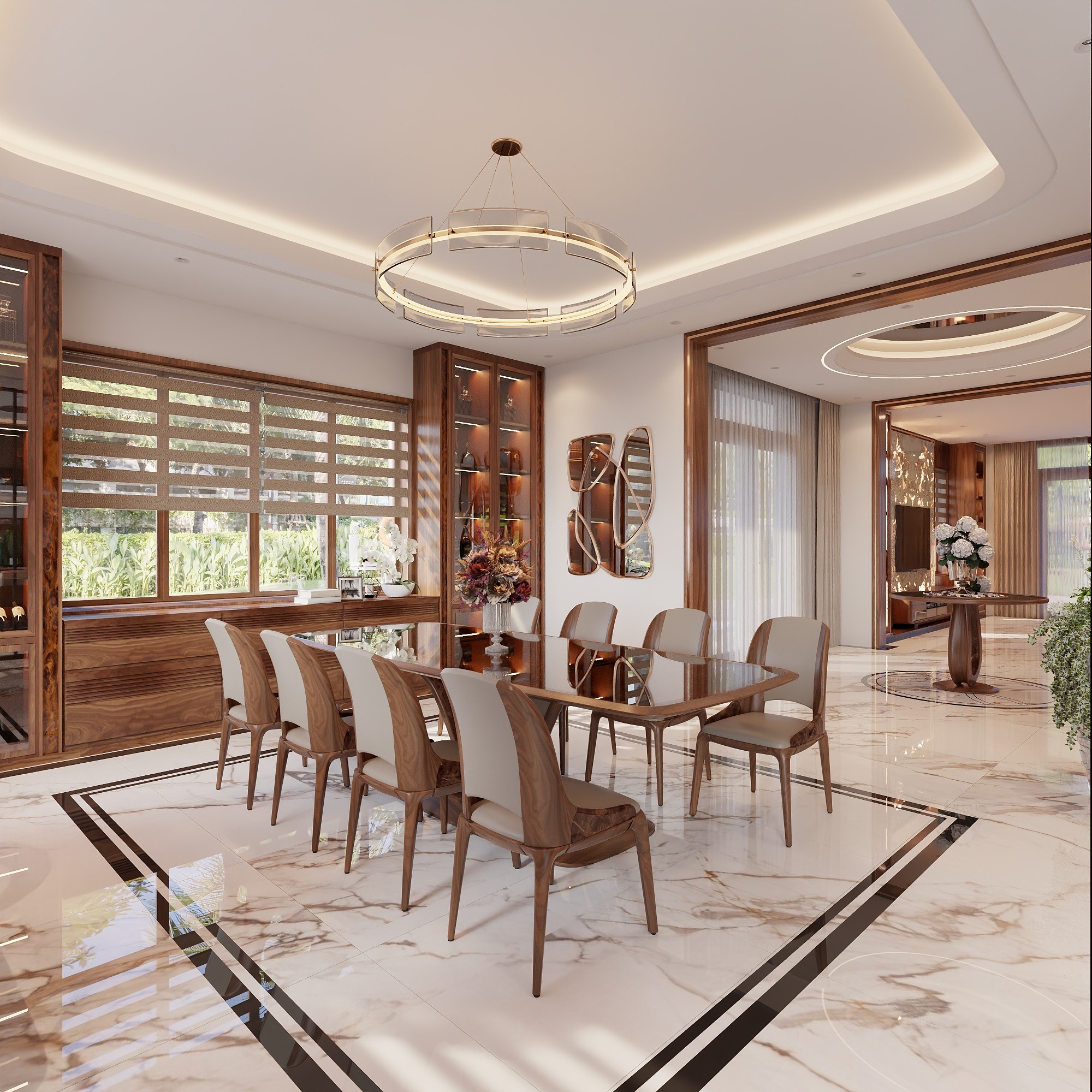 Bộ Bàn Ăn 8 Ghế Gỗ Óc Chó