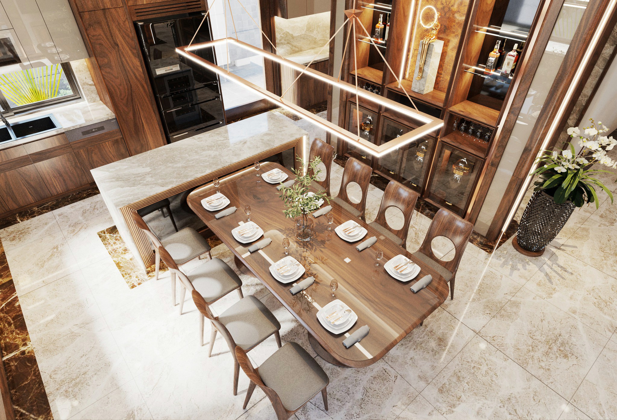 Bộ Bàn Ăn Gỗ Óc Chó Giá