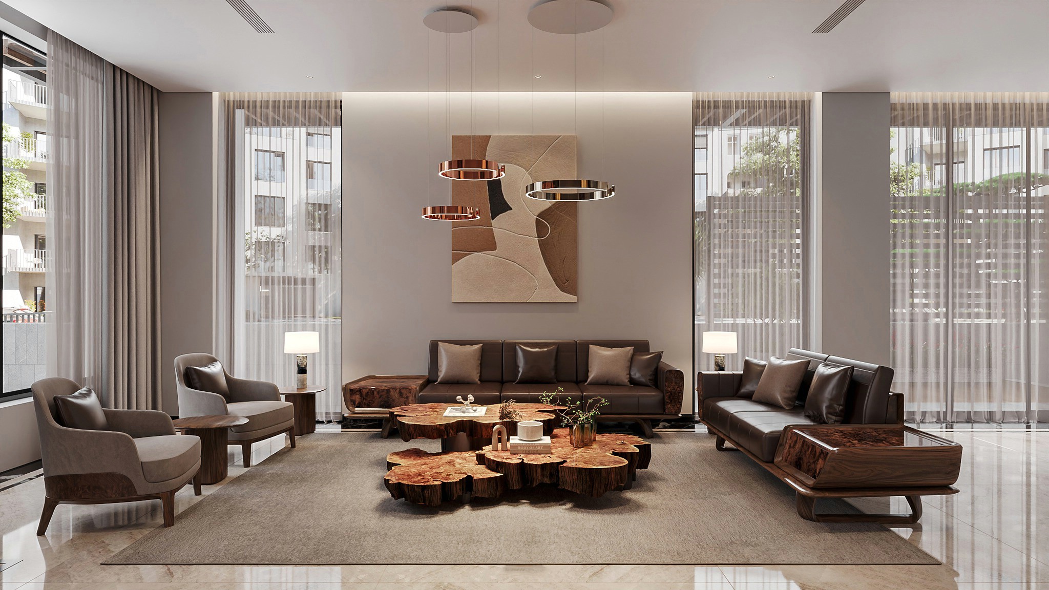 các mẫu sofa gỗ óc chó đẹp hiện đại