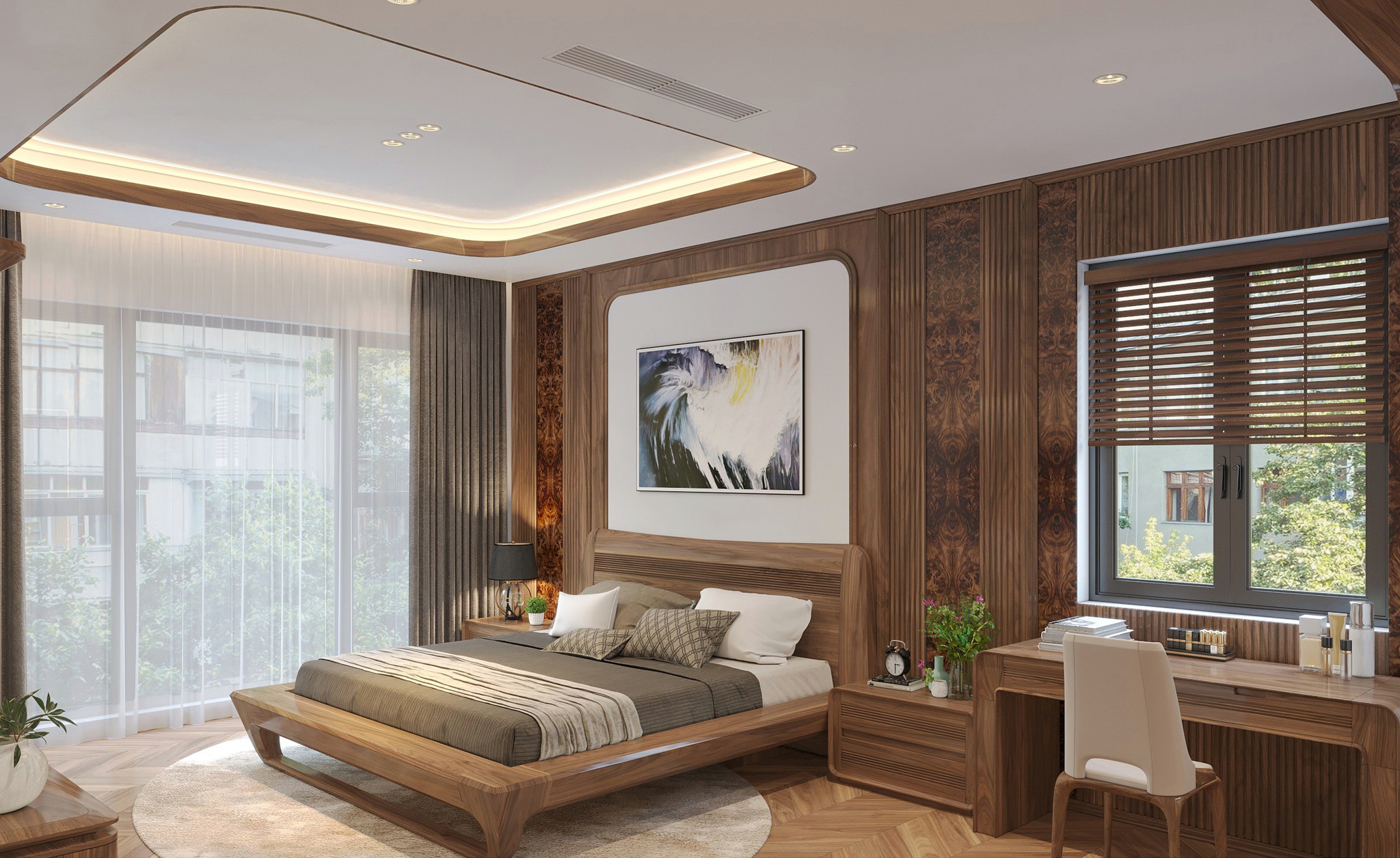 Giá giường ngủ gỗ óc chó hiện đại theo từng mẫu thiết kế.