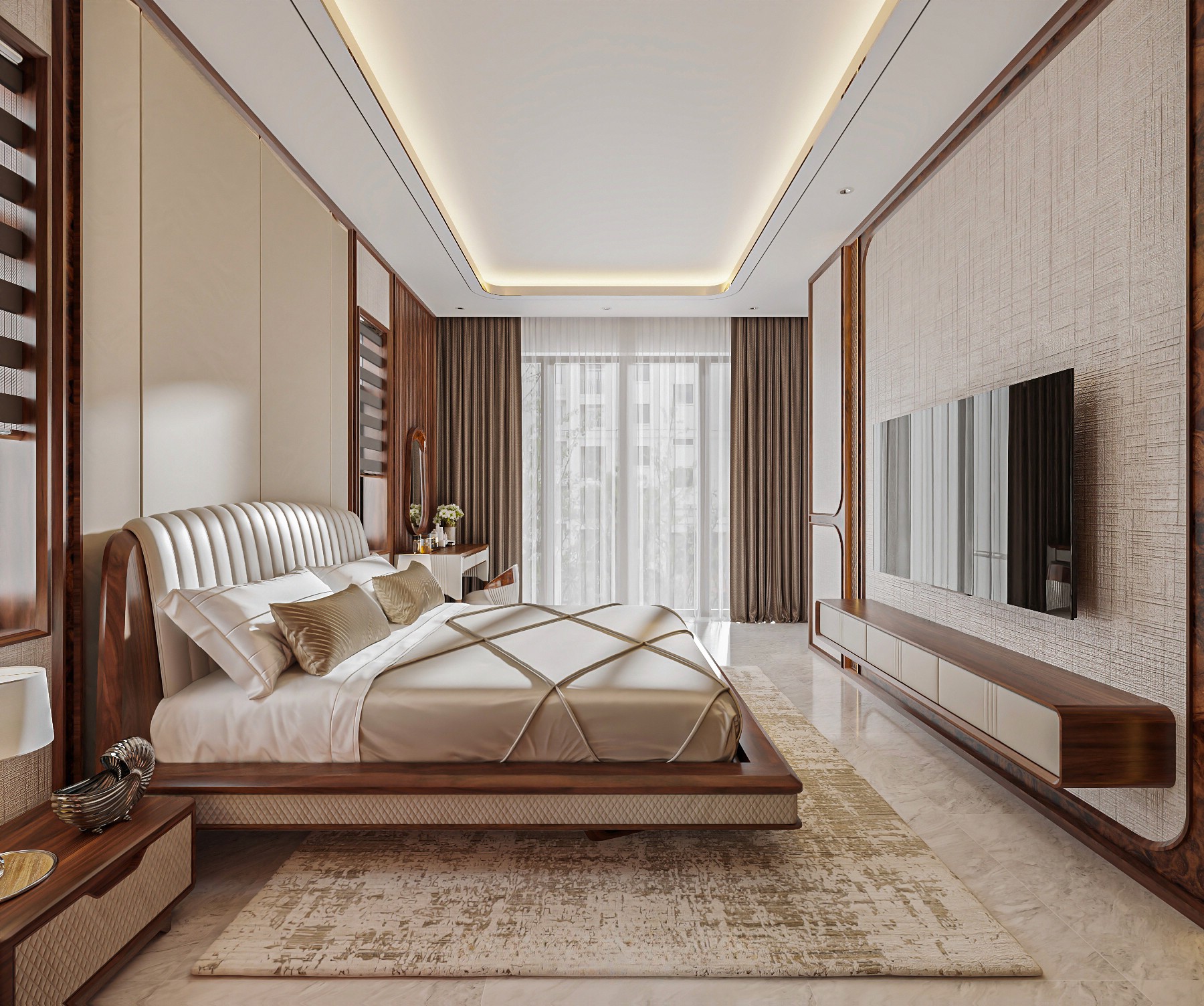 Giường ngủ gỗ óc chó đẹp cao cấp sang trọng.