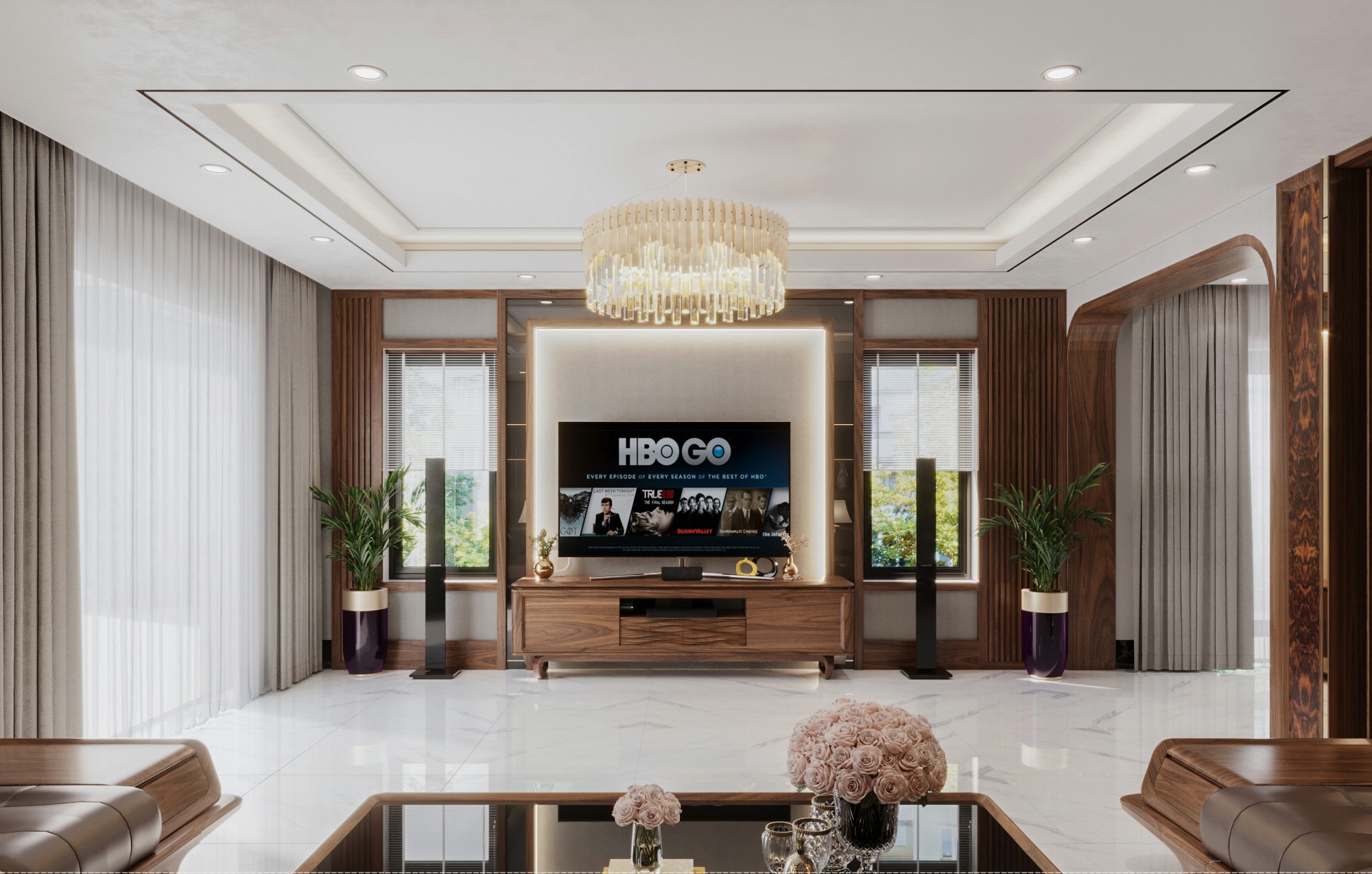 Kệ Tivi Gỗ Óc Chó Cao Cấp với thiết kế đẳng cấp.