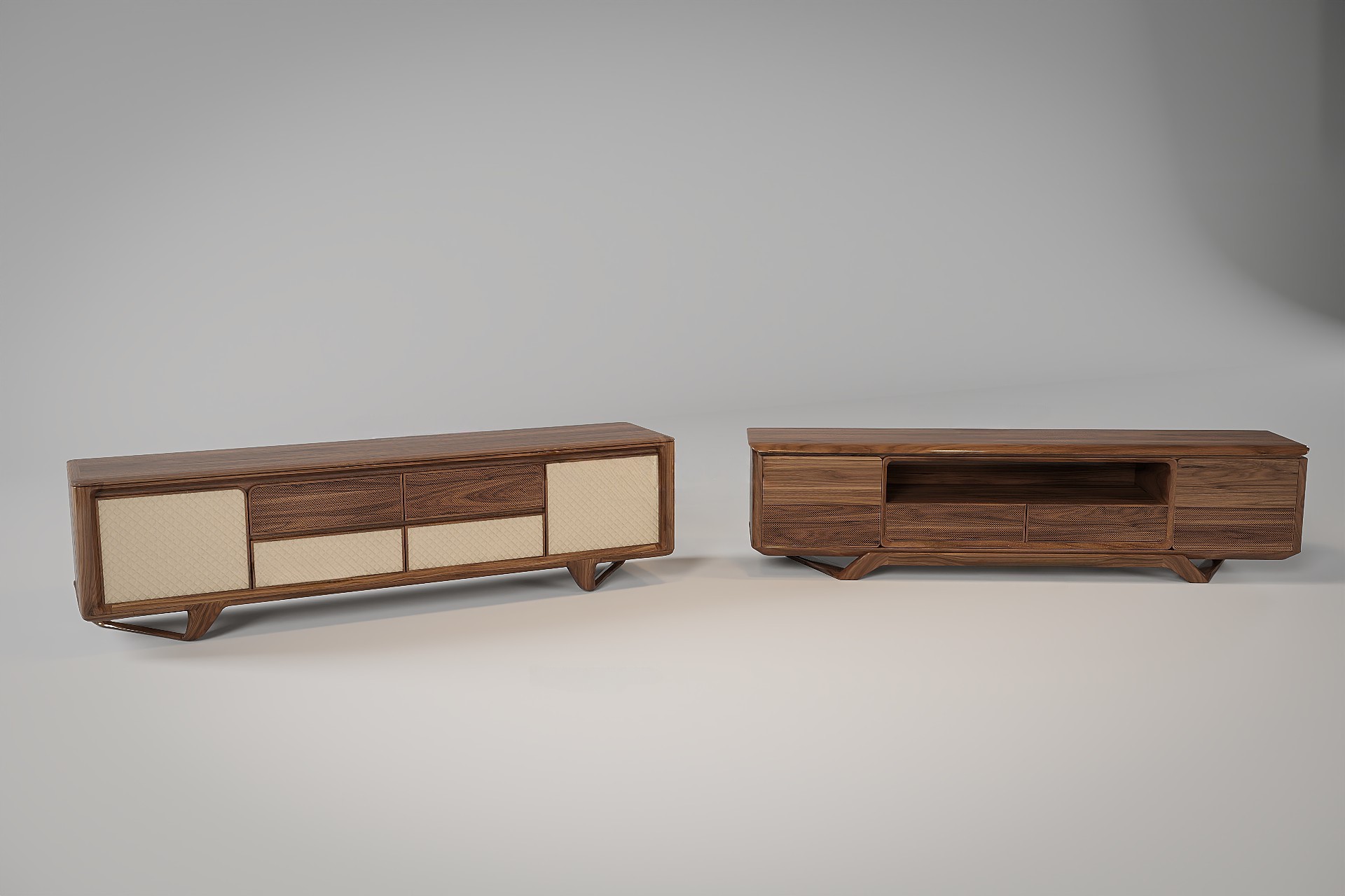 Kệ tivi gỗ óc chó hiện đại đẹp với thiết kế tinh tế, gam màu nâu trầm sang trọng.