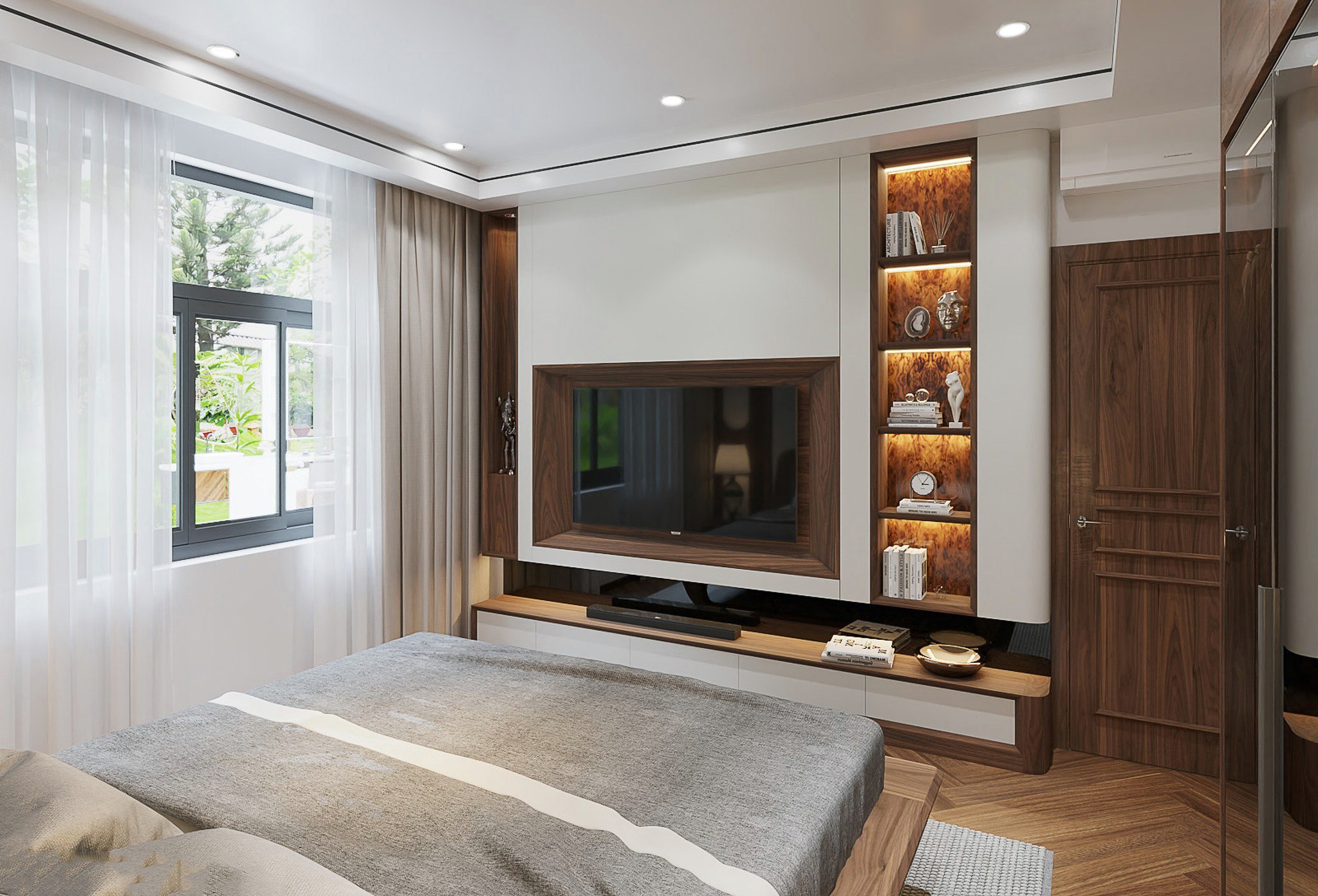 Kệ Tivi Gỗ Sồi Màu Óc Chó