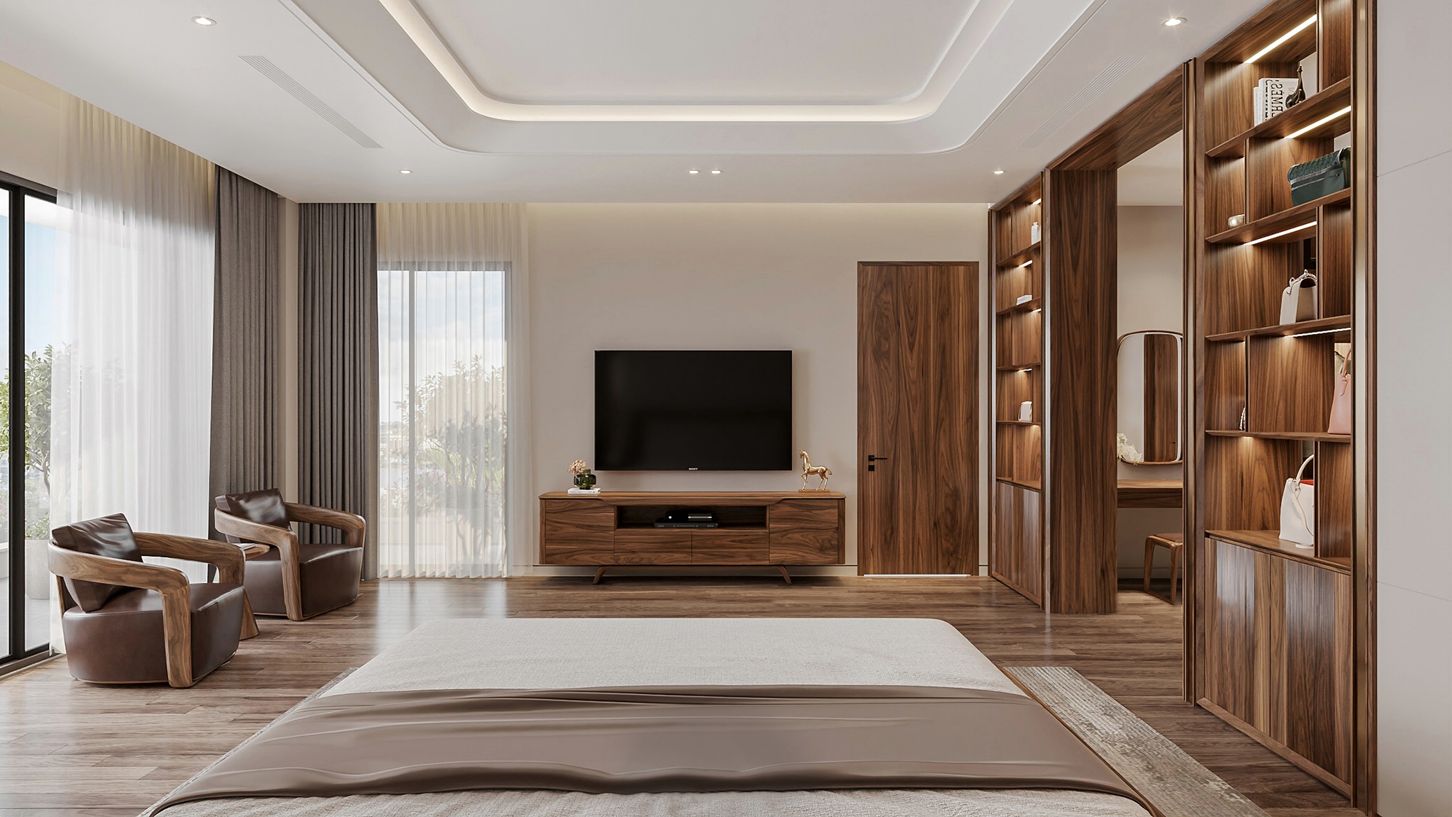 Kệ Tivi Màu Óc Chó với thiết kế hiện đại và thanh lịch.
