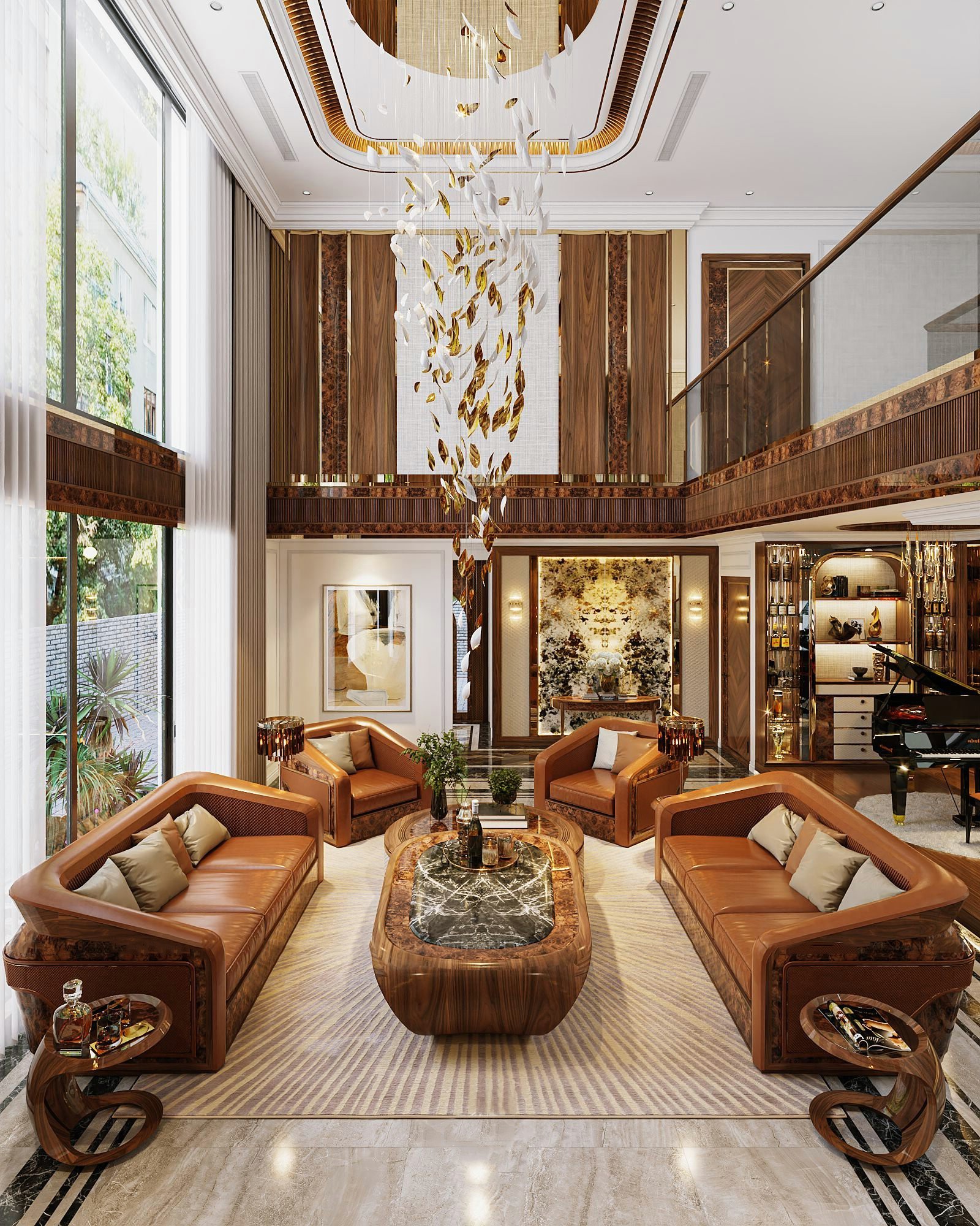 Mẫu bàn ghế phòng khách đẹp gỗ óc chó.