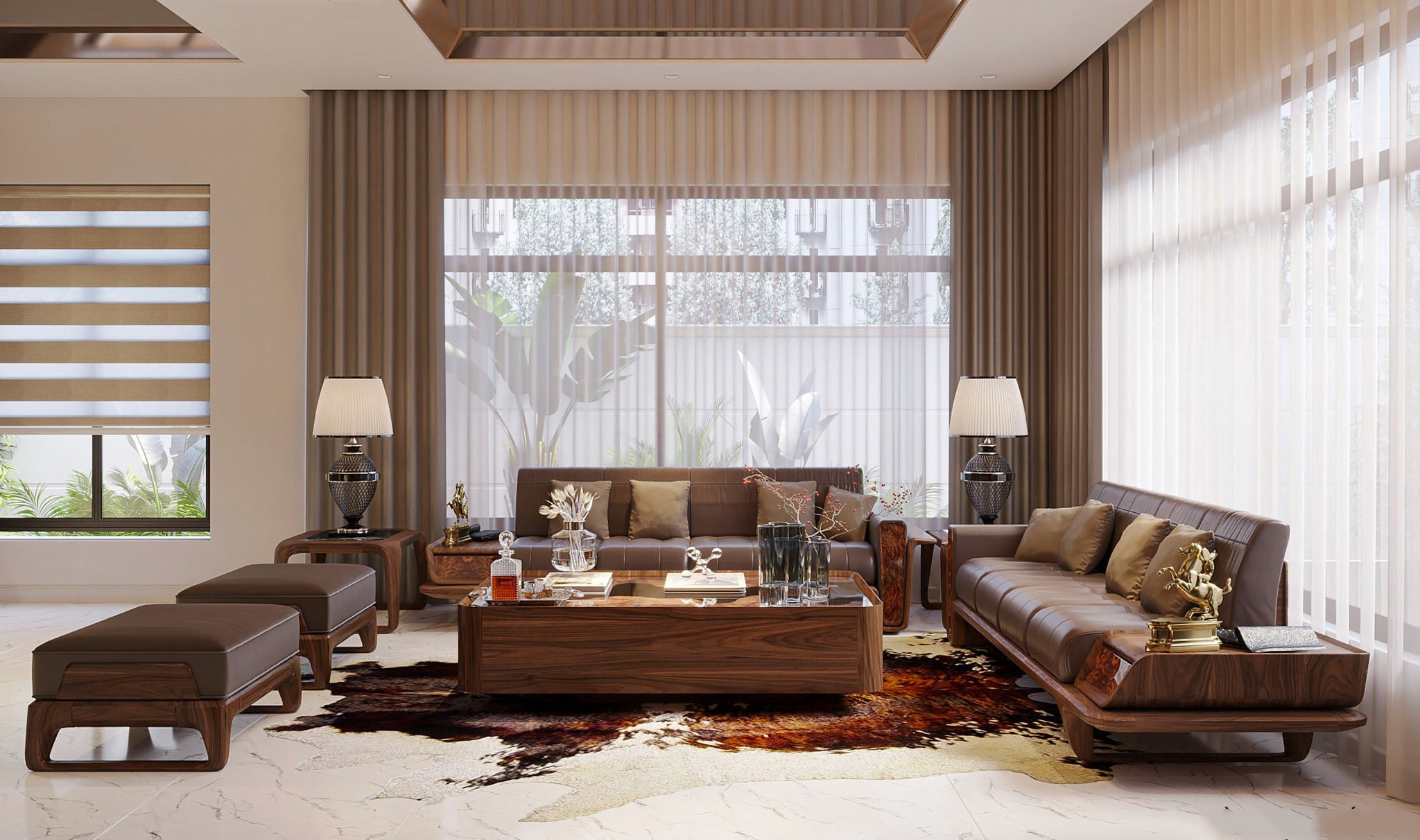 Mẫu ghế sofa gỗ óc chó đơn giản hiện đại với kiểu dáng tinh gọn và khung gỗ chắc chắn.