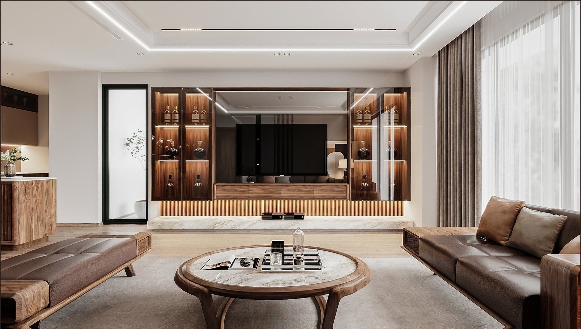 mẫu tủ kệ tivi gỗ óc chó