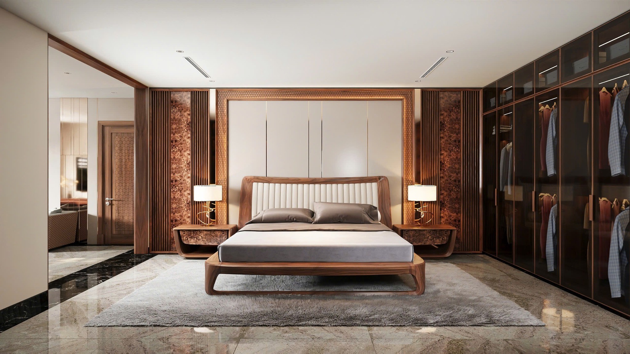 Những mẫu thiết kế phòng ngủ gỗ óc chó đẹp đa phong cách.