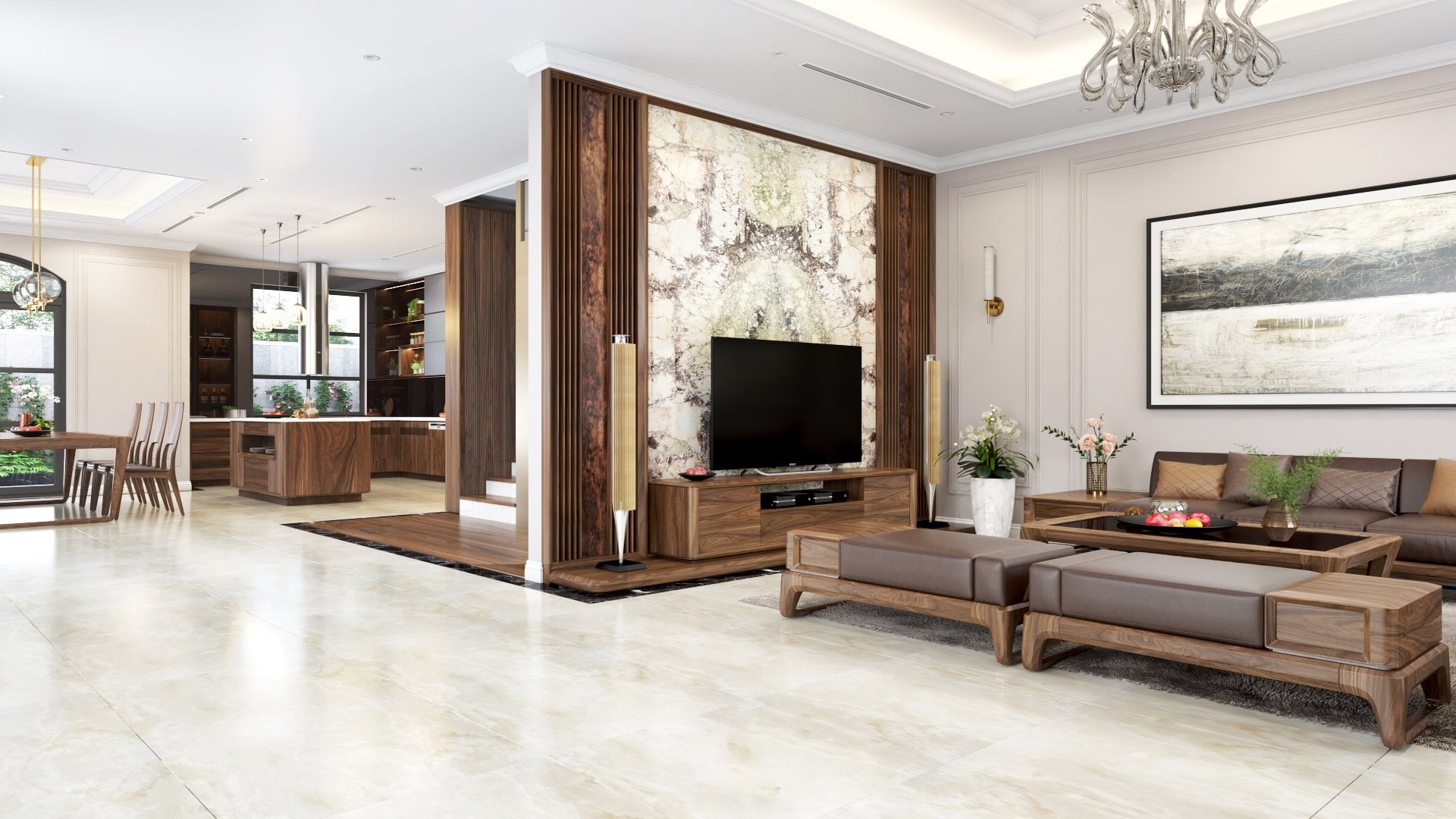 Showroom Nội Thất Gỗ Óc Chó Cao Cấp sang trọng.