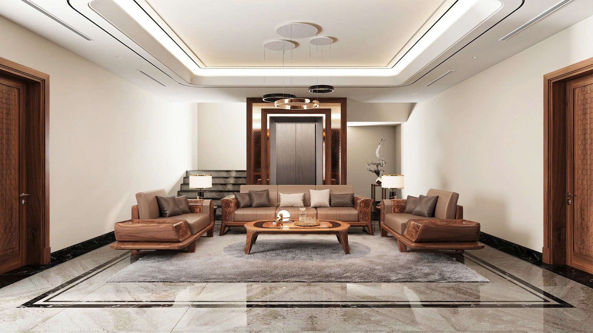 Sofa Da Gỗ Óc Chó