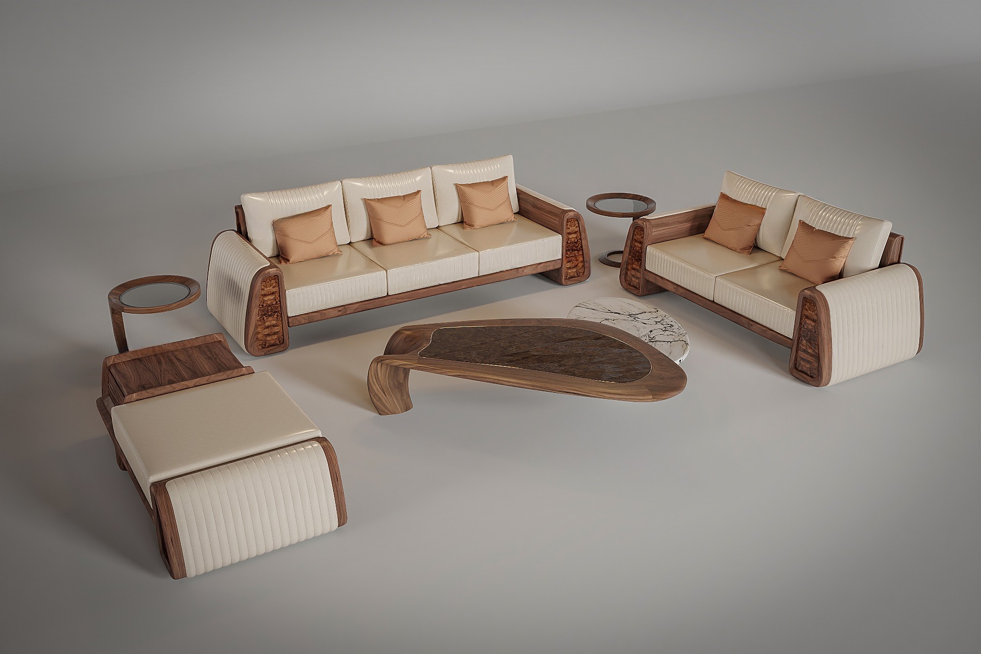 sofa gỗ óc chó đơn giản đẹp cho phòng khách