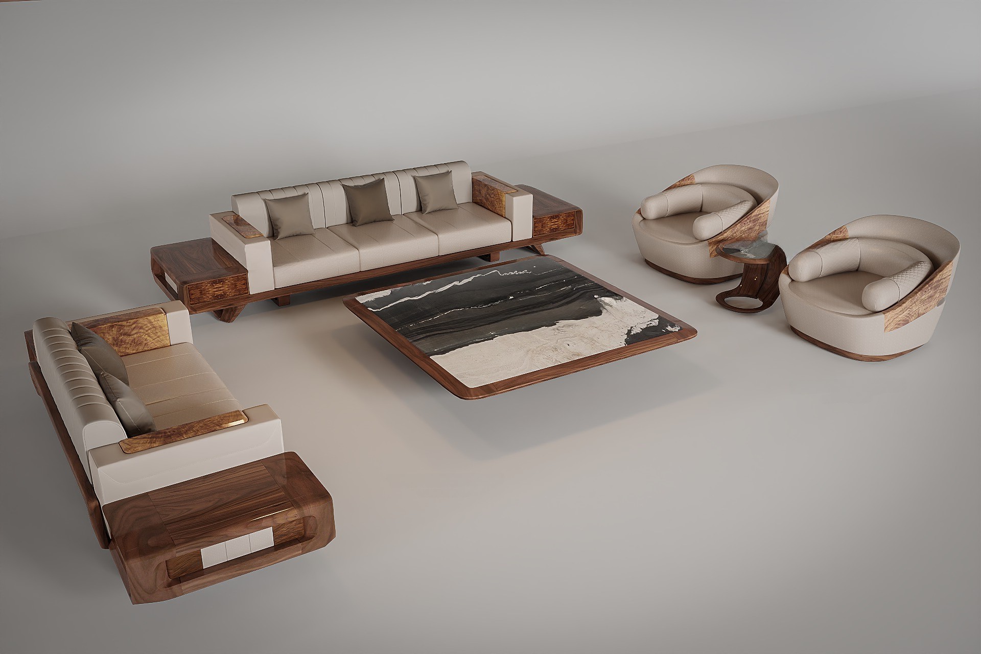 sofa gỗ óc chó tự nhiên cao cấp cho phòng khách