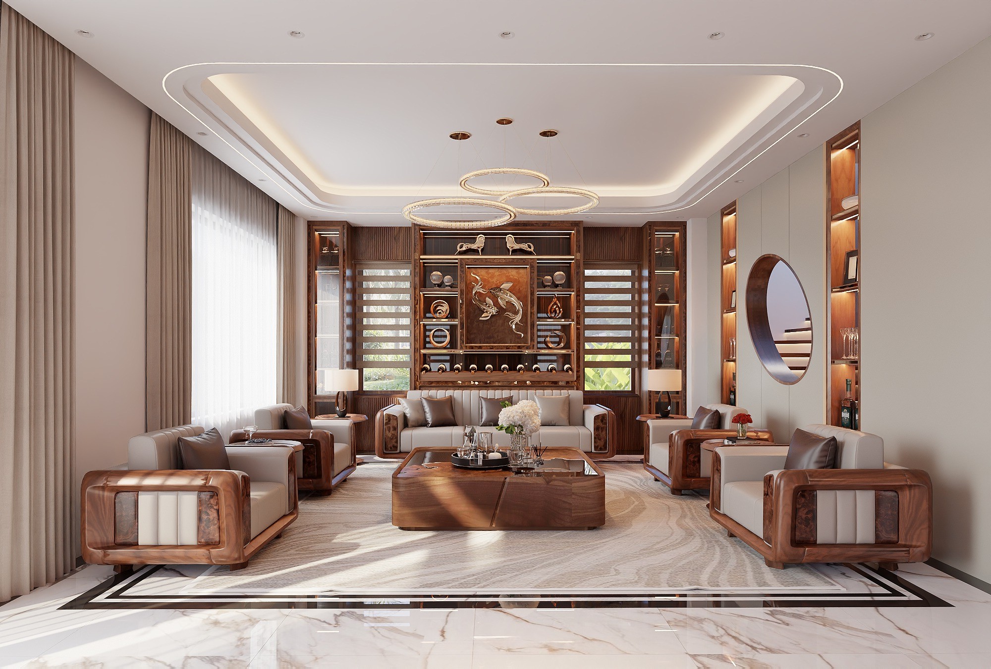 Sofa Gỗ Óc Chó Tự Nhiên với chất liệu bền đẹp theo thời gian.