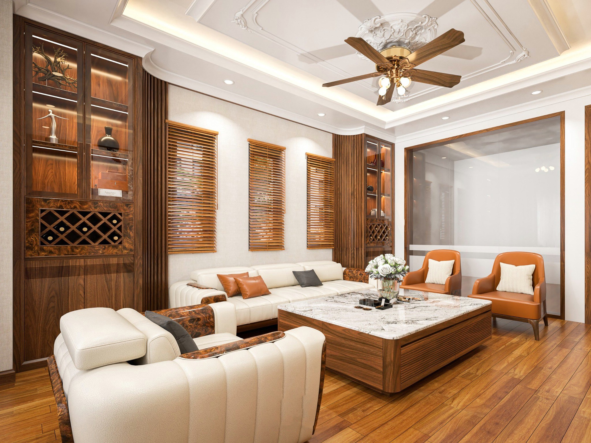 Sofa Phòng Khách Gỗ Óc Chó đẹp hiện đại.