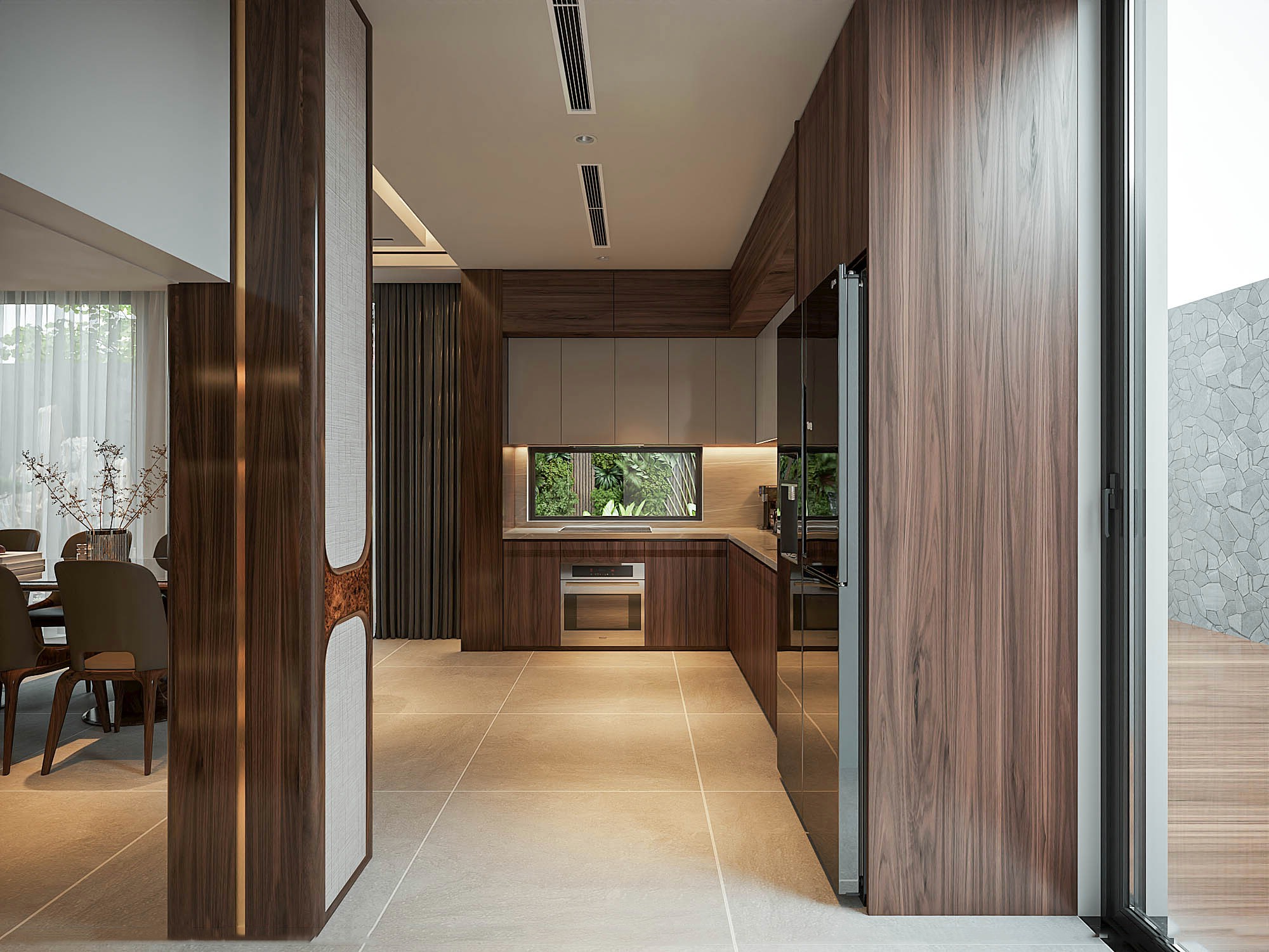 tủ bếp gỗ óc chó theo phong thủy