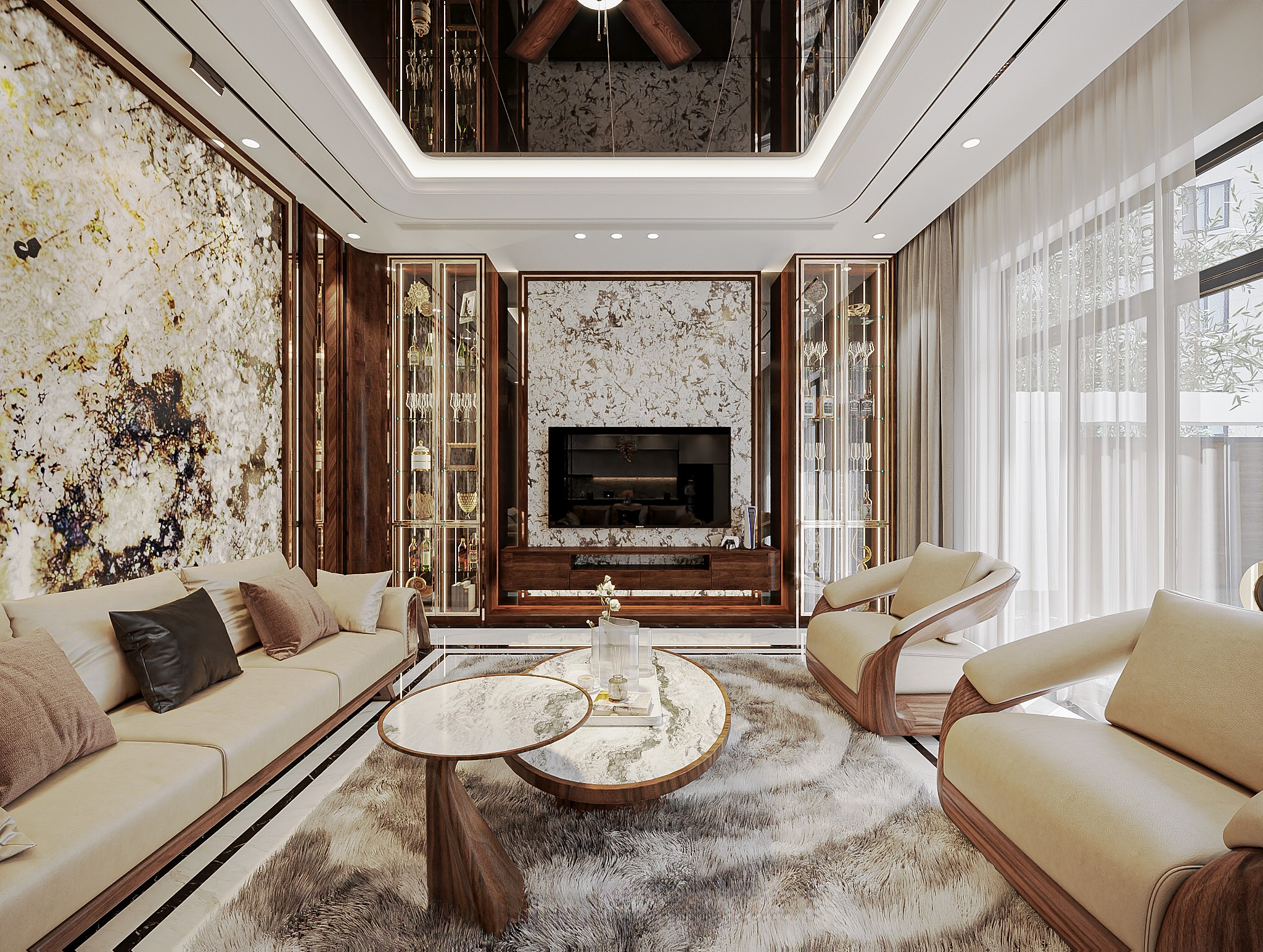 tủ kệ tivi gỗ óc chó hiện đại