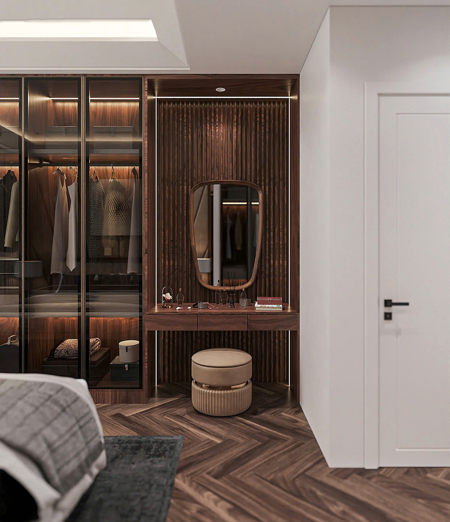 tủ kèm bàn trang điểm gỗ óc chó