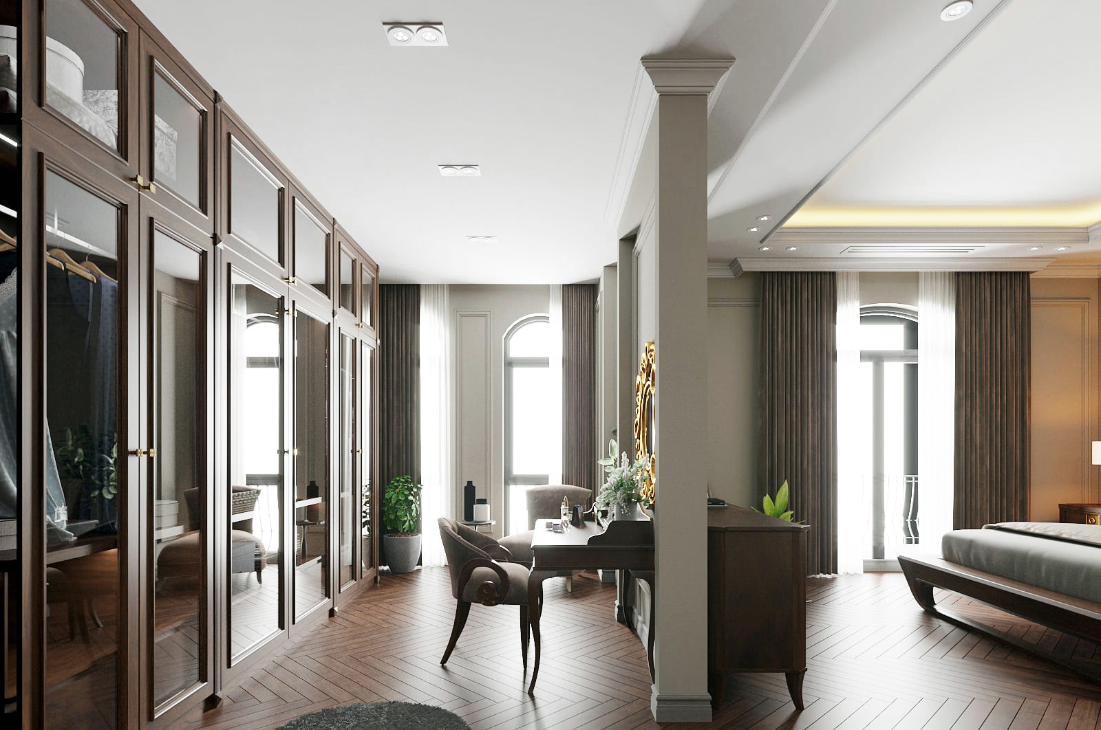 tủ quần áo gỗ óc chó đẹp sang trọng