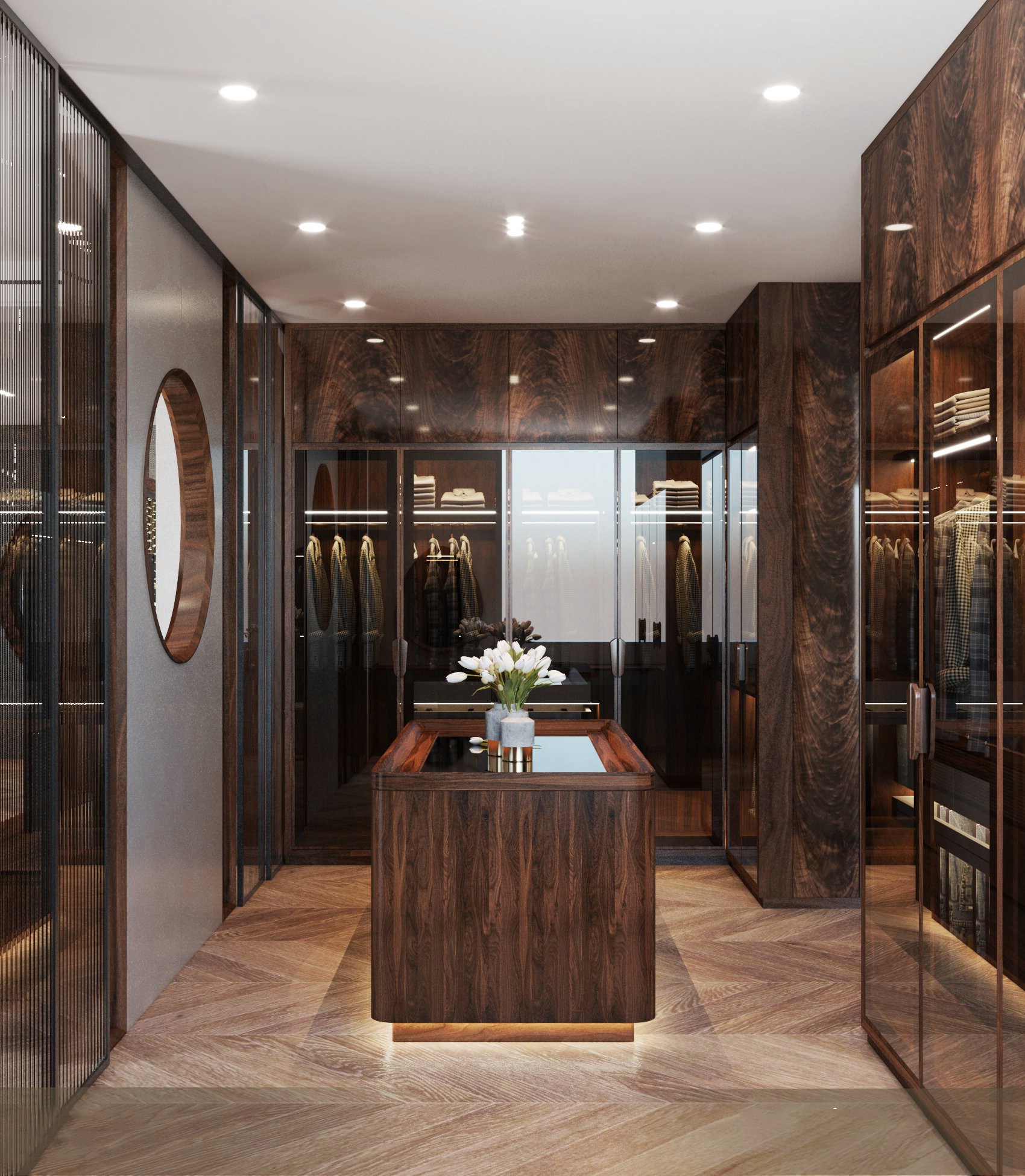 tủ quần áo gỗ óc chó kiểu hiện đại