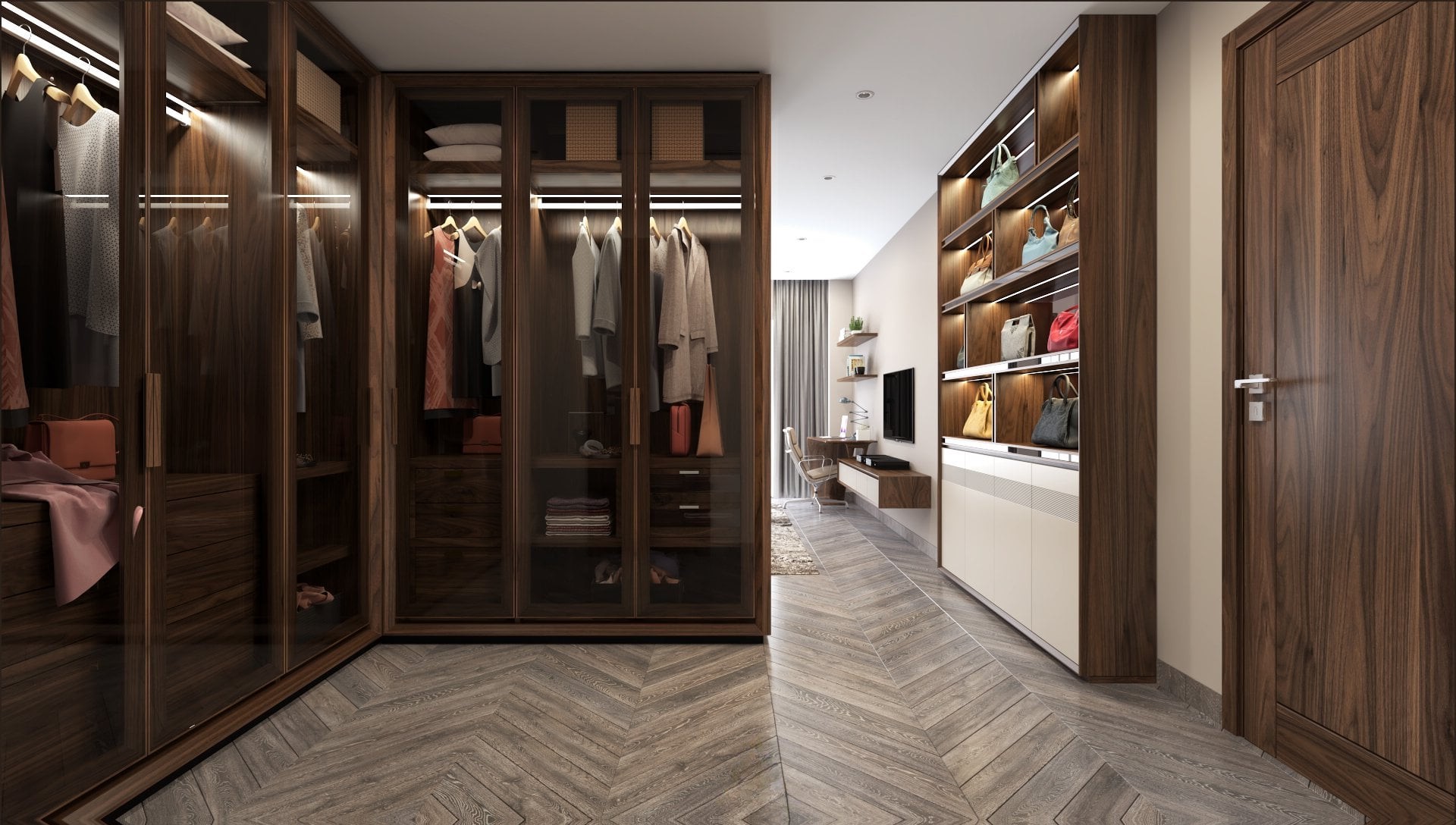 tủ quần áo gỗ óc chó tự nhiên cao cấp