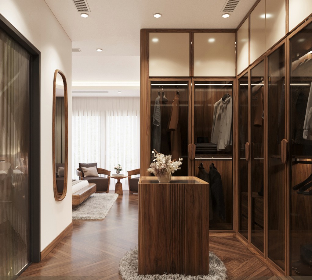 tủ quần áo thông minh gỗ óc chó