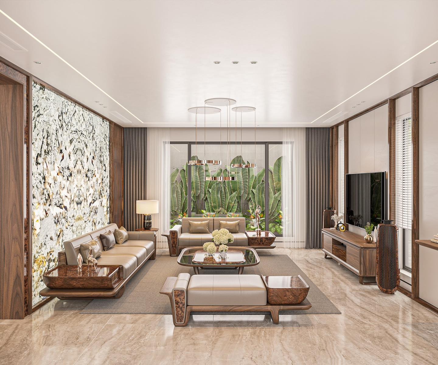 Tư vấn thiết kế phòng khách gỗ óc chó giúp gia chủ lựa chọn phong cách và bố cục phù hợp.